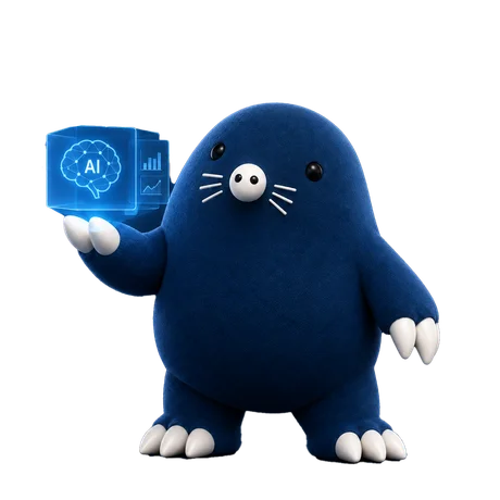 Polymole plush mascot with AI models